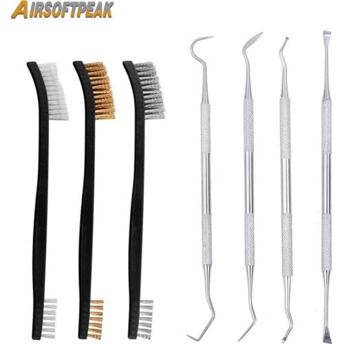 3pcs/4pcs/7pcs Gun Cleaning Kit Steel Wire Brush Nylon Pick Set Tactical Hunting Rifle Pistol Gun Cleaner Hunting Accessories
