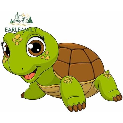 EARLFAMILY 13cm x 9.1cm For Cheerful Child Turtle Personality Car Stickers Laptop Fine Decal For VAN ATV Car Styling Trunk Decor