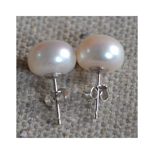 New Arrival Favorite Pearl Pearl Earrings Bridesmaid AAA 8-9MM White Color Genuine Freshwater Pearls Silver Stud Earring