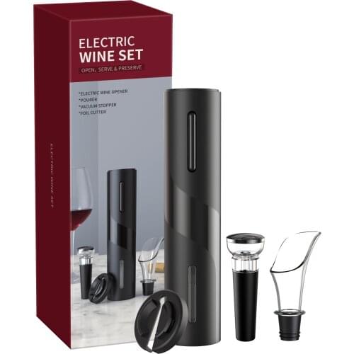 Wedding gift Rechargeable Corkscrew Electric Wine Opener Gift Set with Foil Cutter and Pourer Bottle Stopper
