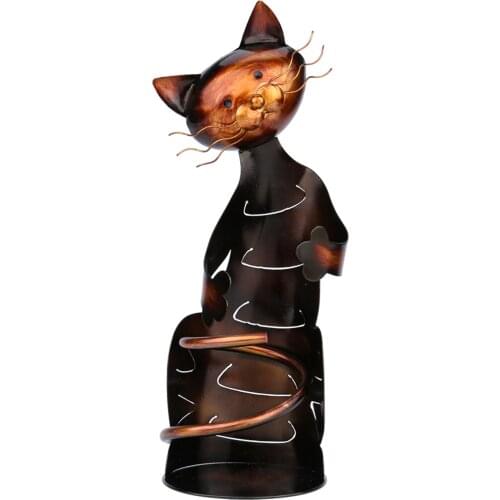 TOOARTS Cat shaped wine holder Wine shelf Metal sculpture Practical sculpture Home decoration Interior decoration Crafts