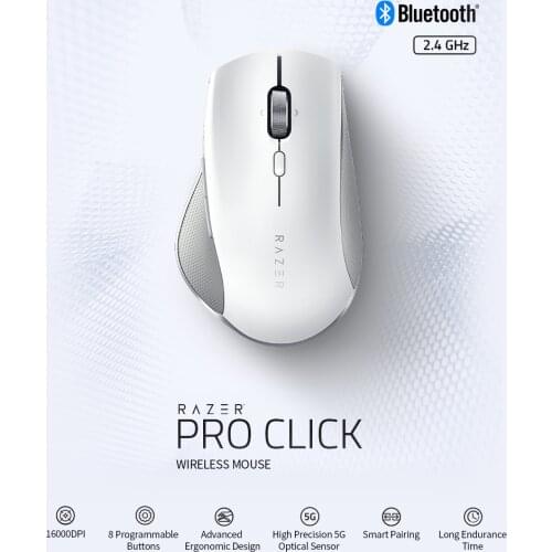 Razer Pro Click Bluetooth+2.4GHz Dual-mode Wireless Mouse Ergonomic Mice with 5G Optical Sensor 8 Programmable Buttons Game Mice