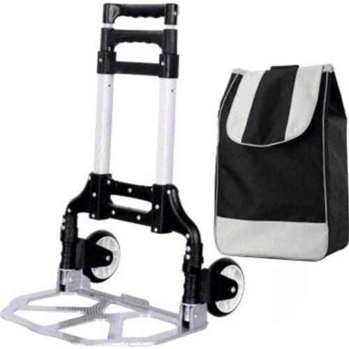 Folding luggage cart Grocery trolley hand-pushed trailer Portable shopping cart with shopping bag
