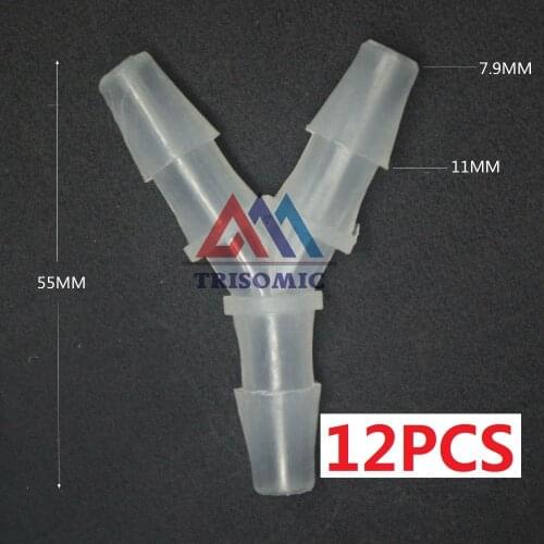 12 pieces 7.9mm Y tpye equant Connector Equal Tube Joiner Material PP Plastic Fitting Fish Tank Airline Aquarium