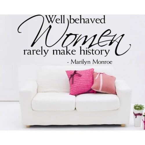 Modern Characters " Women make history..." 2016 New Removable Wall Stickers Home Decor Sticker Decoration Black For Wall 56*57CM