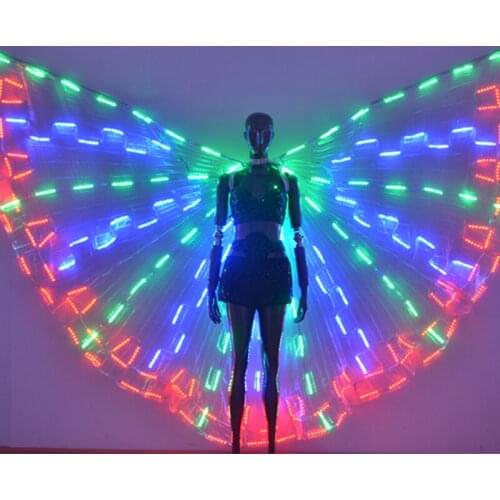 Wedding Decoration LED Wings Party Glowing Fashion Women Lady Luminous Colorful Butterfly Wings Show Clothing Light Dance Dress