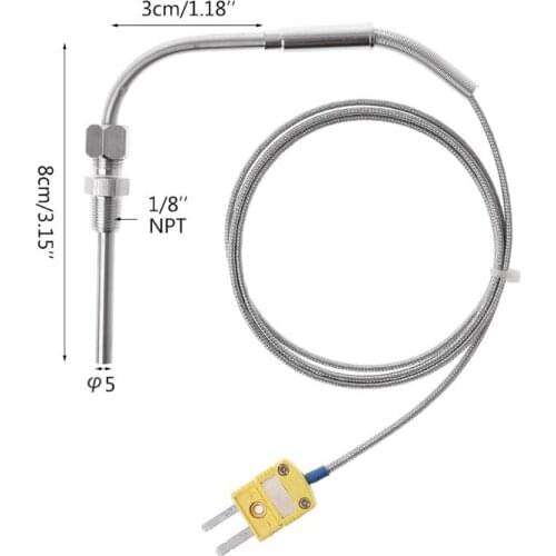 EGT K Type Thermocouple Temperature Controller Tools 0-1250 C Exhaust Gas Temp Sensor Probe Connector with Exposed Tip A0KE