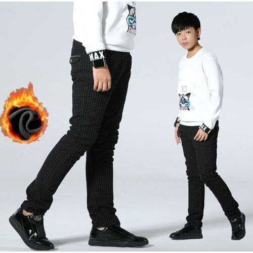 Autumn and Winter Korean Version of The Boy Thickening Casual Trousers In The Big Boy Cotton Plus Velvet Warm Pants