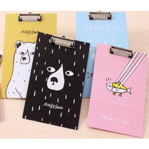 XRHYY 1Pcs A4 Cute Pattern File Folder Clipboard Folder WordPad Vertical Writting Board School Stationery Office Supplies