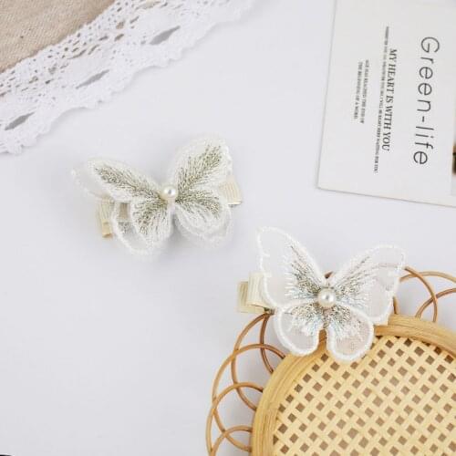 Solid Butterfly Embroidery Women Elegant Alloy Barrettes Girls Retro Side Hairpin Fashion Hair Clips Simulation Hair Accessories