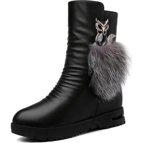 Womens Winter Martin Boots 2020 New Womens Winter Snow Boots Inner Heightening Plus Velvet Women Wedges Flat Boots