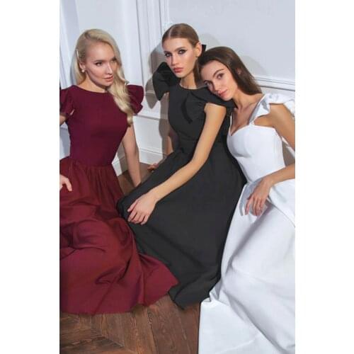 2021 summer new high-quality ladies French retro round neck princess sleeve black wine red elegant temperament dress vestir