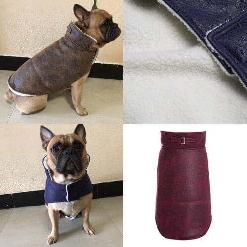 New 2021 Dog Vest Costume Winter Coat Pu Leather Jackets for Dogs Pet Clothes Waterproof French Bulldog Chihuahua Pitbull Puppy