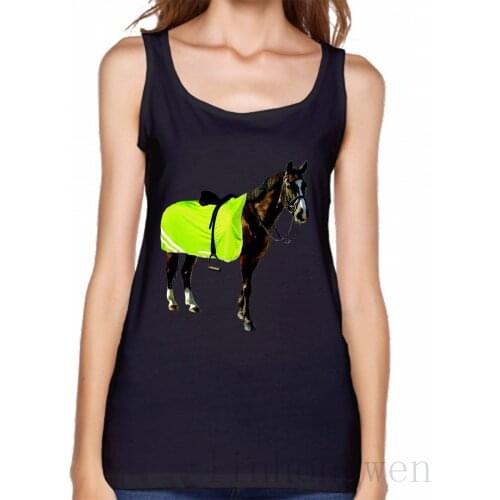 Horse With Reflector Vest Security Vest Tank Top Summer Design Round Neck Unique Crazy Tops Tees Casual Graphic Vest