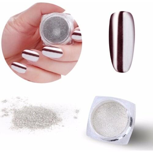 1g Refective Nail Powder Mirror Chrome Metallic Nail Polish Glitter Shinning Pigment with 2 Brush Tools for Nail Art