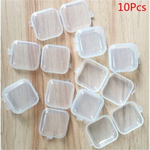 10Pcs/pack Mini Portable Plastic Transparent Storage Boxes Square Pill Jewelry Earplug Earring Protection Box Home Organization