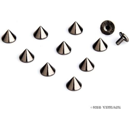 100pc Cone Spike Screwback Spikes Punk Studs Leathercraft 1/4'' Gunmetal