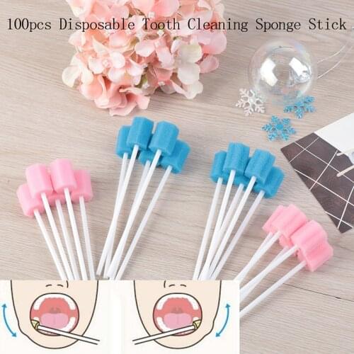 100pcs/pack Disposable Tooth Cleaning Sponge Stick Oral Care Sponge Tooth Cleaning Sponge Swab With Stick Oral Care Accessories