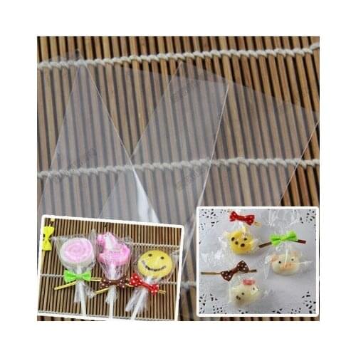 100 Pack Small Clear Top Open OPP Plastic Bag for Lollopop Chocolate Candy Cake Ice-lolly, No adhesive Baking Packaging Pouch