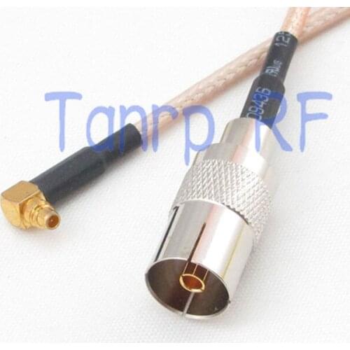 12in TV female jack to MMCX male plug right angle RF adapter connector 30CM Pigtail coaxial jumper extension cord cable RG316