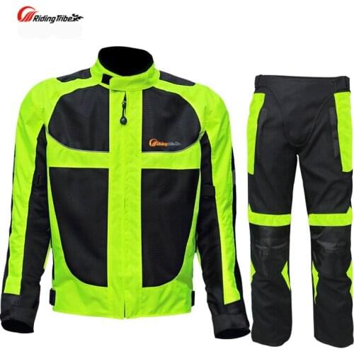 2017 Riding Tribe Summer Breathable Protective Mesh Moto Jackets Mens Motorcycle Reflective Racing Jacket With Pants