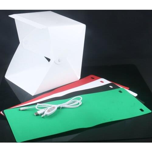 2018 NEW Mini Folding Studio Diffuse Soft Box With LED Light Black White Green Red Background Photo Studio Accessories Lightbox