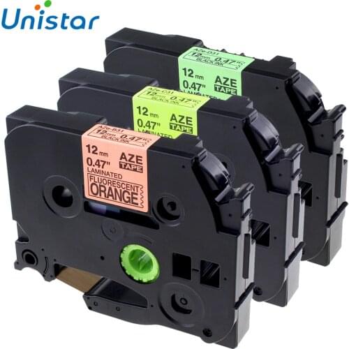 3PCS/lot TZe-B31 TZe-C31 TZe-D31 Compatible Brother P-touch Tape 12mm Fluorescent Label Ribbons for Brother TZ Tape