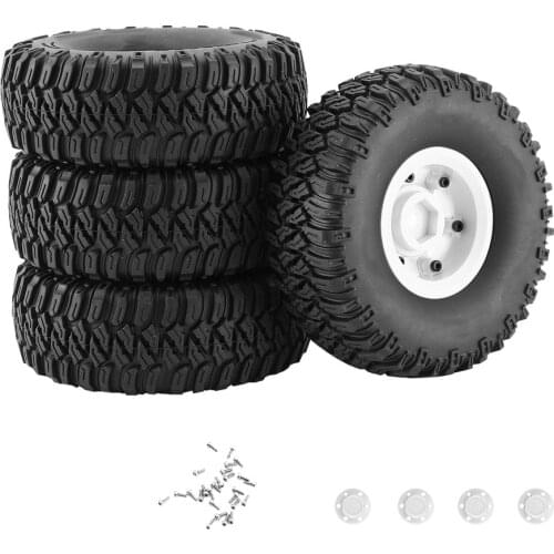 4PCS 1.55" Beadlock Plastic Wheel Rim Tires AX-2020BK For RC Crawler Car Axial TF2 Tamiya CC01 LC70 RC Car Parts