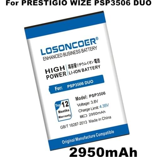 LOSONCOER 2950mAh PSP3506 Batteries For Prestigio Wize M3 PSP3506 PSP 3506 DUO PSP3517 PSP 3517 PSP3506DUO Smart Phone Battery