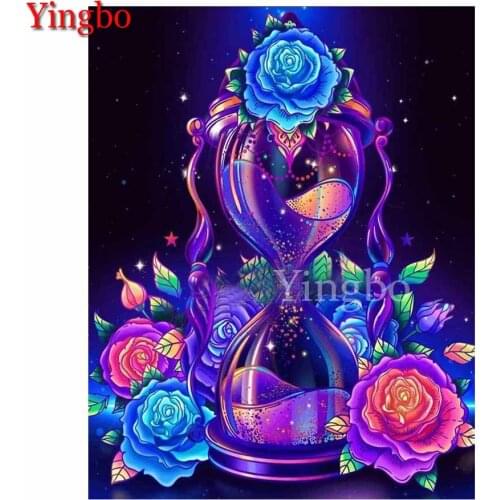 Full Square Round Diamond Painting Fantasy purple hourglass rose flower Diamond Embroidery Rhinestone Mosaic Picture by Numbers