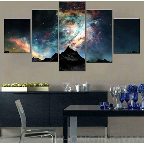 Diamond painting Starry Sky Mountains Space Planet,full round square Multi Pane 5 Pieces embroidery 5D DIY Diamant painting A153