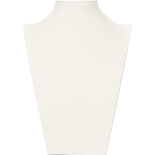 Off-white Smooth Texture Leather Brushed Bust Portrait Jewelry Display Rack For Pearl Necklace Pendant Long Chain Window Storage