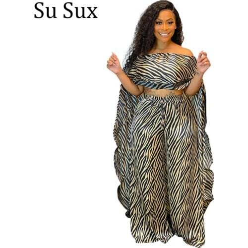 Wide Leg Pants 2 Piece Set Women Outfits Slash Neck Long Cape Crop Top and Long Pants Suit Plus Size Tracksuit 2021 Spring