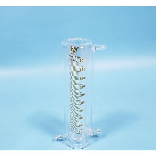 High borosilicate glass double-deck measuring cylinder 200ml,Laboratory Glass Jacket-layer cylinder,Mezzanine cylinder