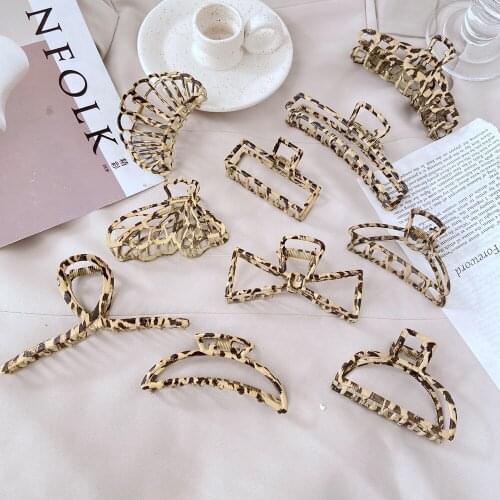 IFMIA Woman Leopard Style Hair Claws Hair Accessories Hairpins Girls Crab Hair Clips Headwear Women Ornament Barrette Hairgrip