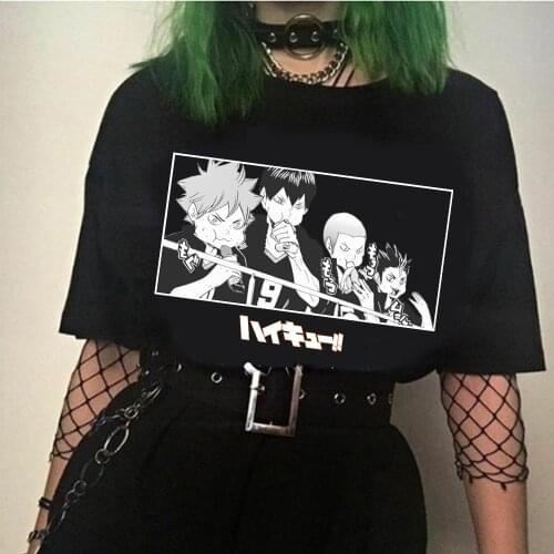 Kawaii Haikyuu T Shirt Men Funny Summer Tops Cartoon Graphic Tees Harajuku Unisex Anime Hot T-shirt Male