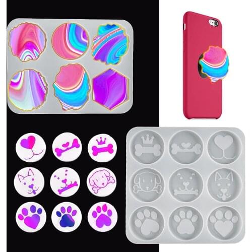 Crystal DIY Epoxy Pattern Six-Link Base Pendant Round Phone Mounting Bracket Silicone Resin Mold