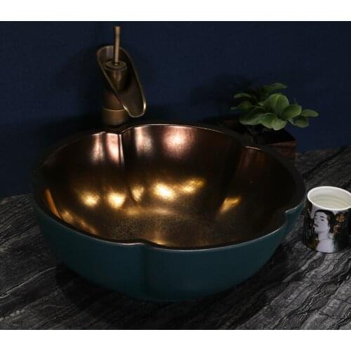 Uropean round square Chinese style lavabo Jingdezhen ceramic bathroom lavabo face basin