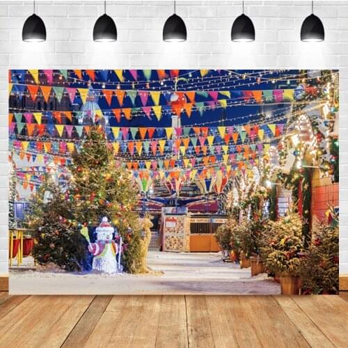 Laeacco Colorful Lights Christmas Tree Snowman Family Party Shoot Photo Photography Backdrop Photo Background For Photo Studio