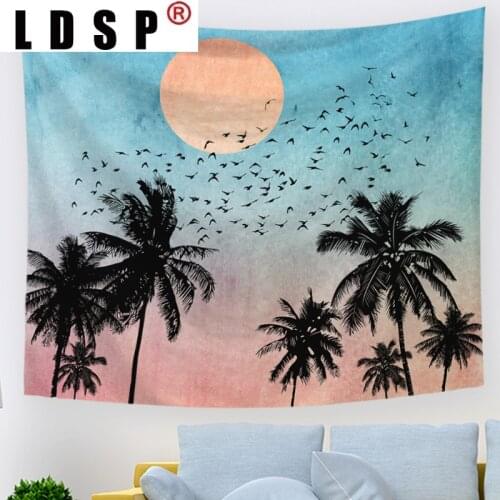 LDSP Sun Moon Tree Bird Nature Landscape Wall Hanging Rug Background Cloth Beach Mat Blanket Art Bedroom Living Dorm Home Decor