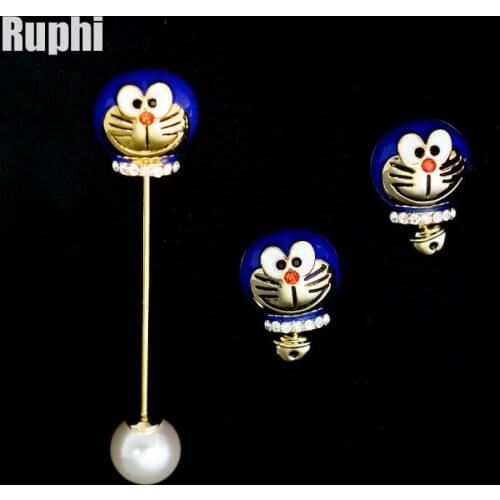 Doraemon Head Fashion machine cat Cartoon Anime Birthday Mini Collar Lapel Shirt Pin Brooch Korean style Gift jewelry accessorie