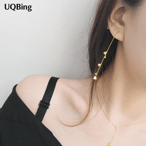 Fashion Gold-color Drop Earrings Long Chain Earrings With Heart Crystal Jewelry Wholesale Free Shipping