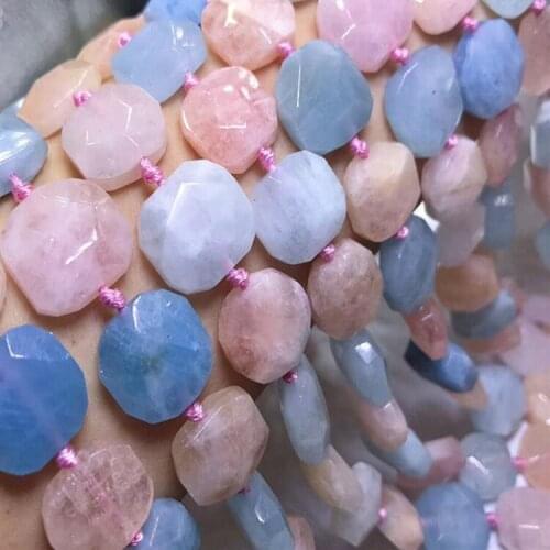 Morganite FLAT OVAL baroque faceted 15mm for DIY jewelry making loose beads FPPJ wholesale beads nature gemstone