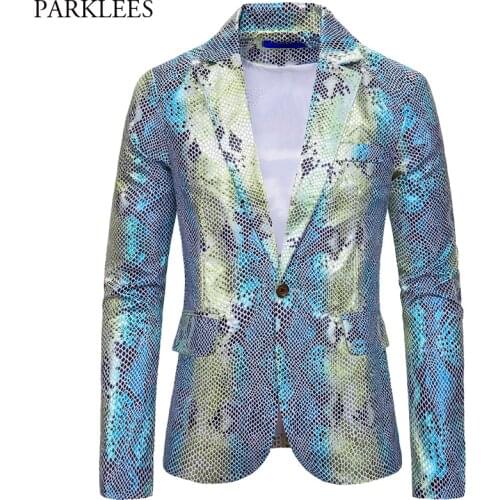 Mens Tuxedo 1-Button Stage Blazer Jacket 2019 Shiny Fish Scale Glistening Dress Blazer Men Party Prom Singers Dancers Costume 2X