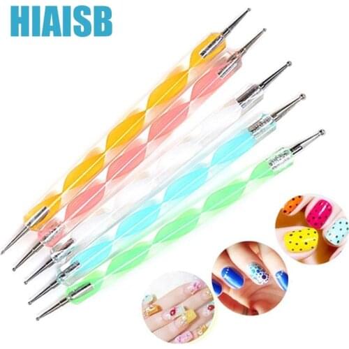 5PCS/Set 2 Way Nails Dotting Pen Tool Manicure Kits DIY Roll Drawing Spherical Written Nail Art Tip Dot Paint Kit HIAISB