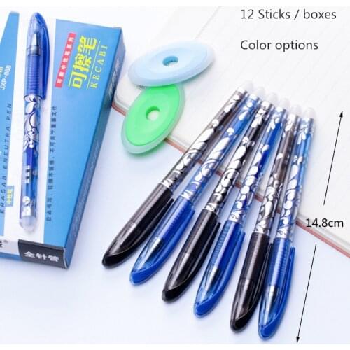 12Pcs Erasable Pen Set Washable handle Blue Black Color Ink Writing Ballpoint Pens for School Office Stationery Supplies