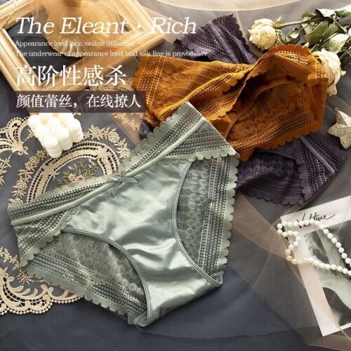 Womens Cotton Underwear Sexy Lace Panties Retro Hollow Out Underpants Female Bow Thin Briefs Low Waist Comfort Panties Lingerie