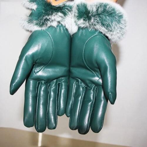 Touch Screen Gloves Female Genuine Leather Warm Glove 2020New Natural Fur Luxury Real Rex Rabbit Fur Womens Gloves Mittens