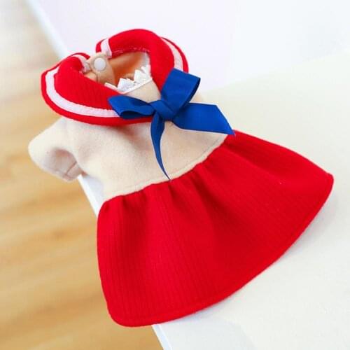 Pet Dress Lapel Collar Skin-friendly Cardigan Dog Winter Warm Skirt for Cosplay