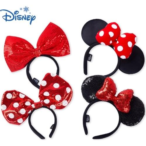 Disney Mickey Minnie Mouse Ear Headwear Cute Cotton Grils Lovely Headband Girls Holiday Kids Hairband Hair Clothes Accessories